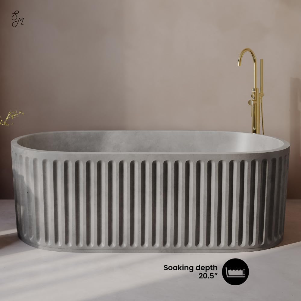 Swiss Madison Delice 67' Freestanding Concrete Bathtub in Gray, Drain Included