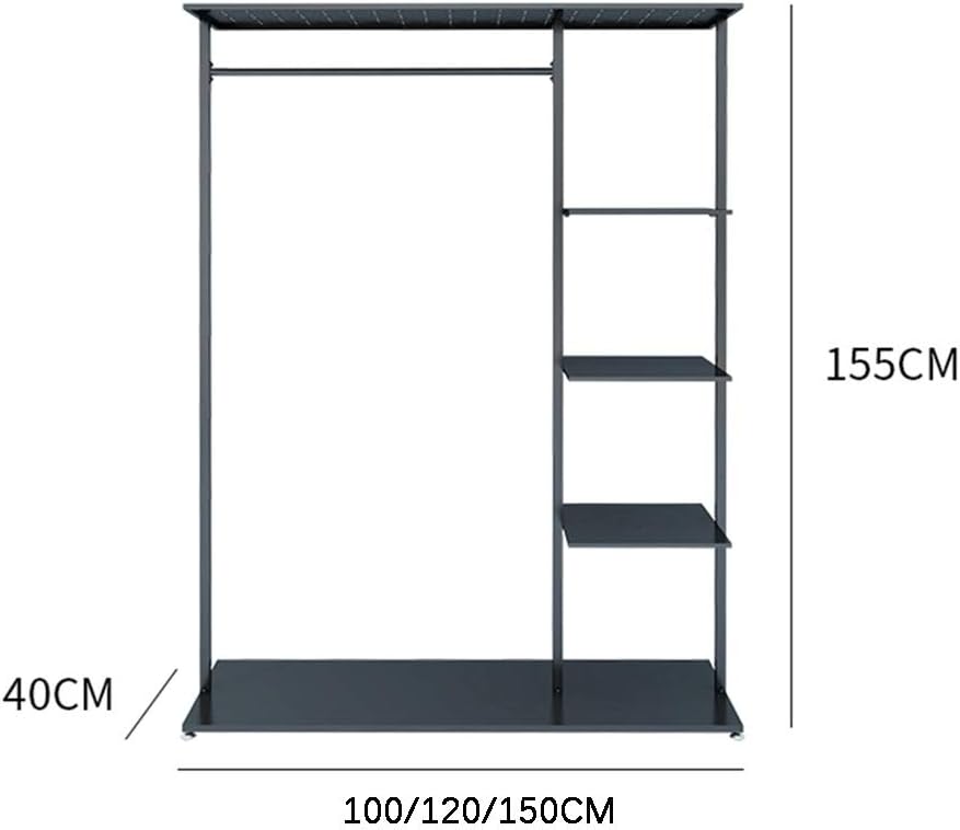 Garment Rack with 4 Shelves, Heavy Duty Clothes Hanging Rail, Clothing Retail Display Stand (Gold 100x40x155cm)