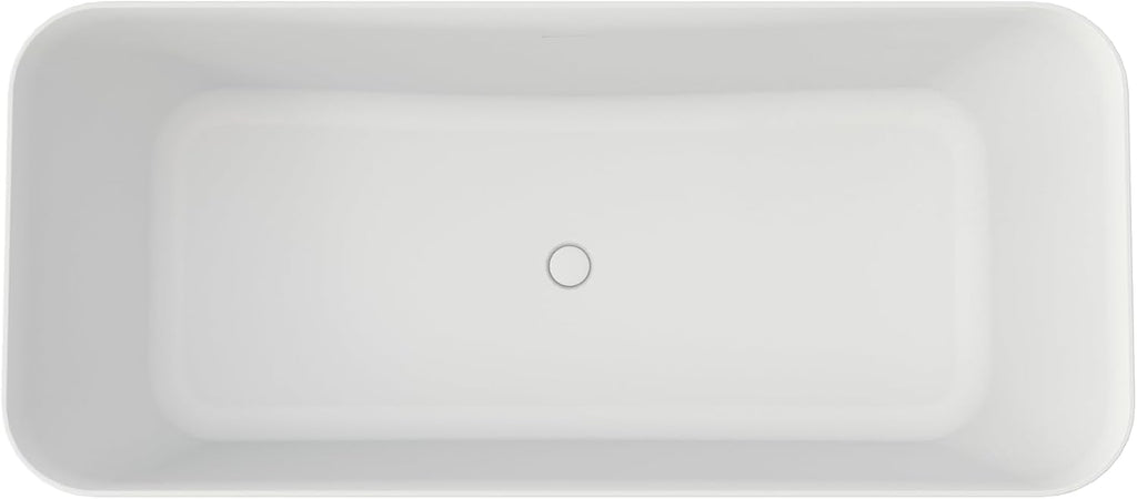 67 Inch Solid Soaking Bathtub Deep Soak Freestanding Tub