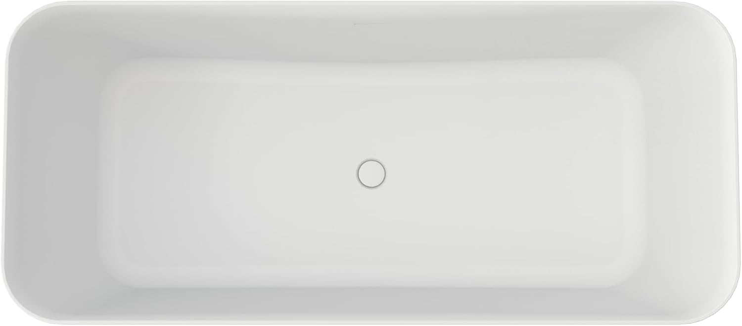 67 Inch Solid Soaking Bathtub Deep Soak Freestanding Tub