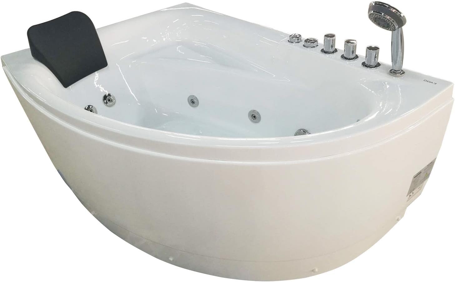 EAGO AM161-R 5' Single Person Corner Acrylic Whirlpool Bath Tub - Drain on Right, White
