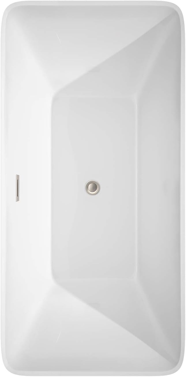 Wyndham Collection WCBTK150459BNTRIM Freestanding Bathtub, 59', White with Brushed Nickel Trim