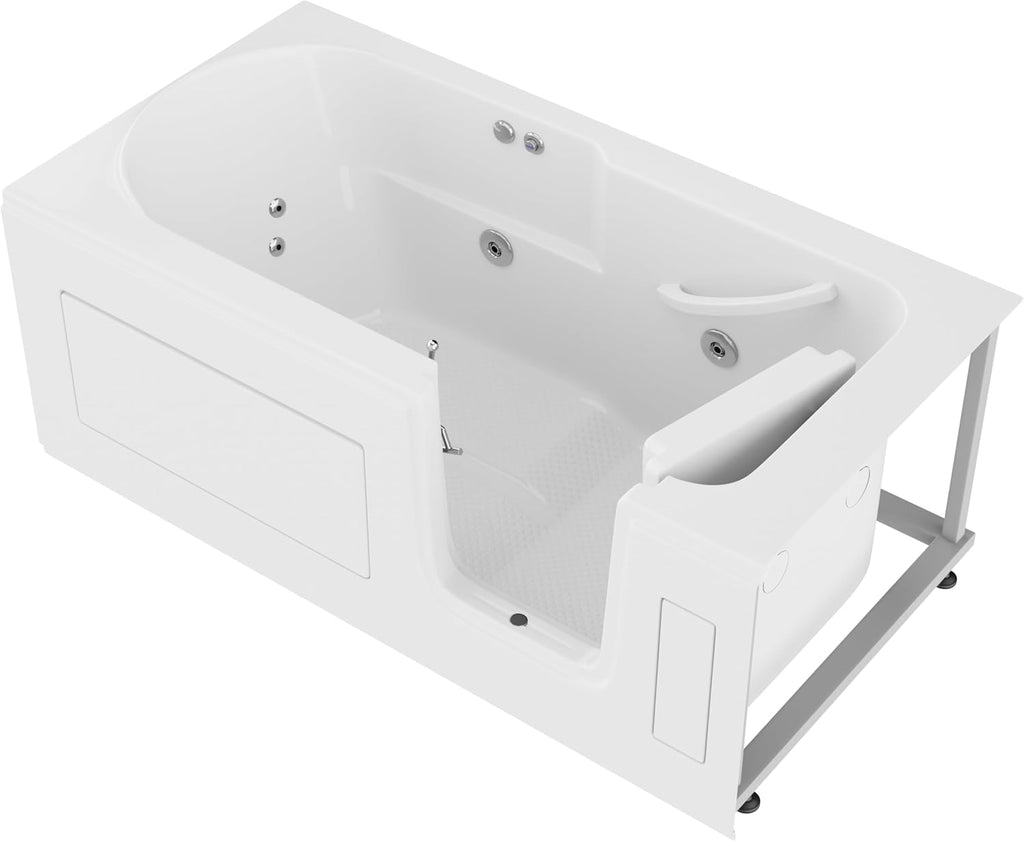 ANZZI Wide Opening Door Right Drain Step-In Walk-In Whirlpool Tub with Low Entry Threshold in White Finish 30 in. x 60 in. | AMZ3060SIRWH