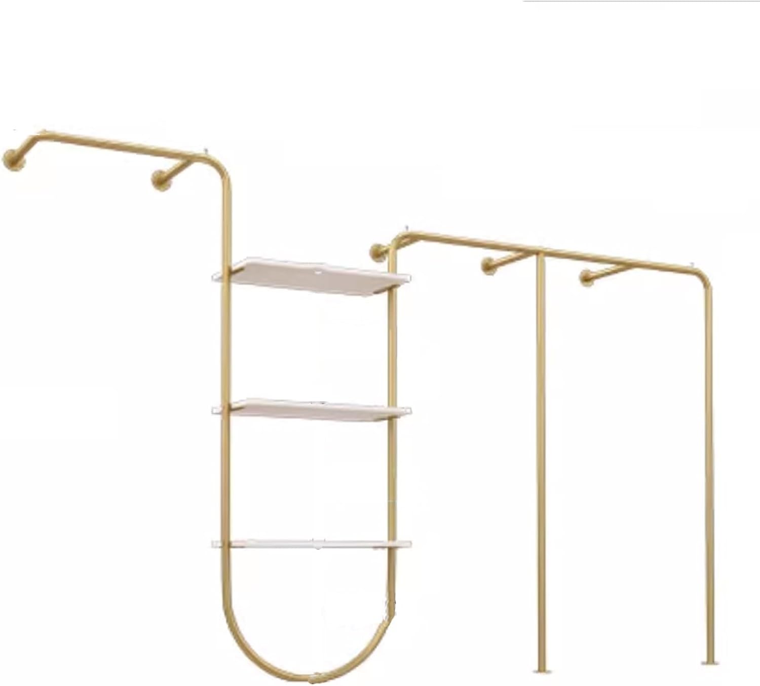 Wall Mounted Clothes Rack With Shelves, Heavy Duty Rods Retail Store Clothing Garment Rack, Storage Clothes Shoe Bag Pipe Shelf, Clothing Store Display Stands Garment Rack ( Size : 300*28*160cm )