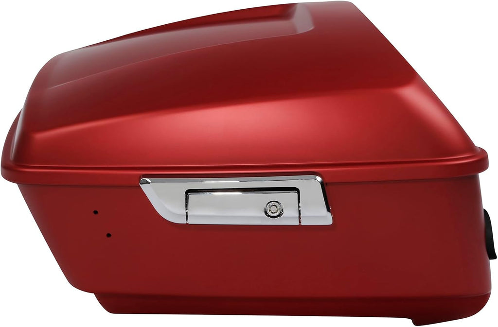 TCMT 13.7' King Motorcycle Trunk Box W/Latch Key Fit For Harley 2014-2025 Touring CVO Road King Road Glide Street Glide Electra Glide Ultra Limited Wicked Red Denim
