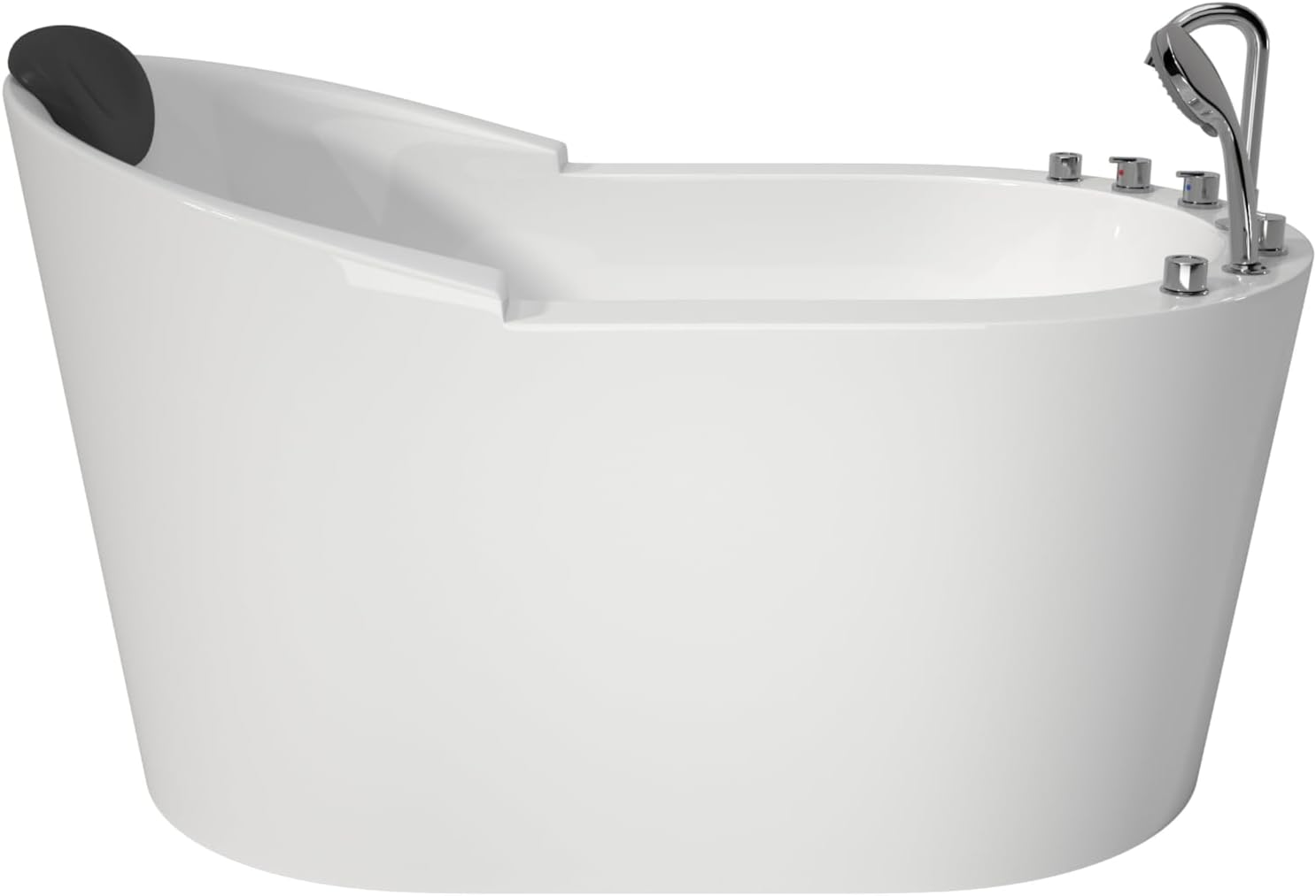 Premium 51' Modern Freestanding Whirlpool Bathtubs with Black Bathtub Pillow, Soaking Acrylic Tub With Faucet