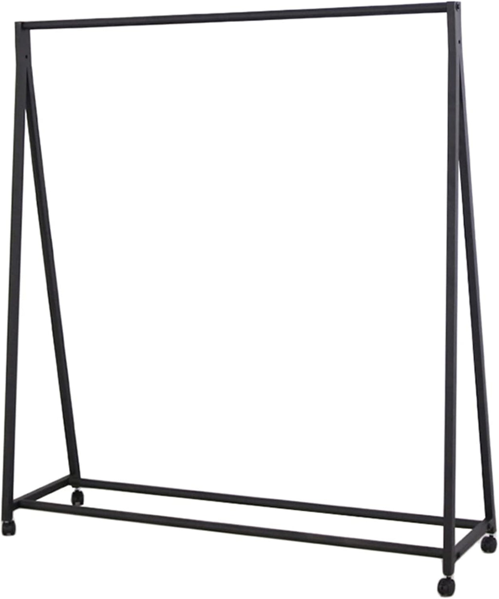 Heavy Duty Coat Rack, Garment Rack Industrial Vintage Clothes Rail with Locking Wheels Bedroom Black Metal Clothing Rack Single Rail Coat Rack for Hanging Clothes Commercial Grade (100X40X160CM)