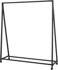 Heavy Duty Coat Rack, Garment Rack Industrial Vintage Clothes Rail with Locking Wheels Bedroom Black Metal Clothing Rack Single Rail Coat Rack for Hanging Clothes Commercial Grade (100X40X160CM)