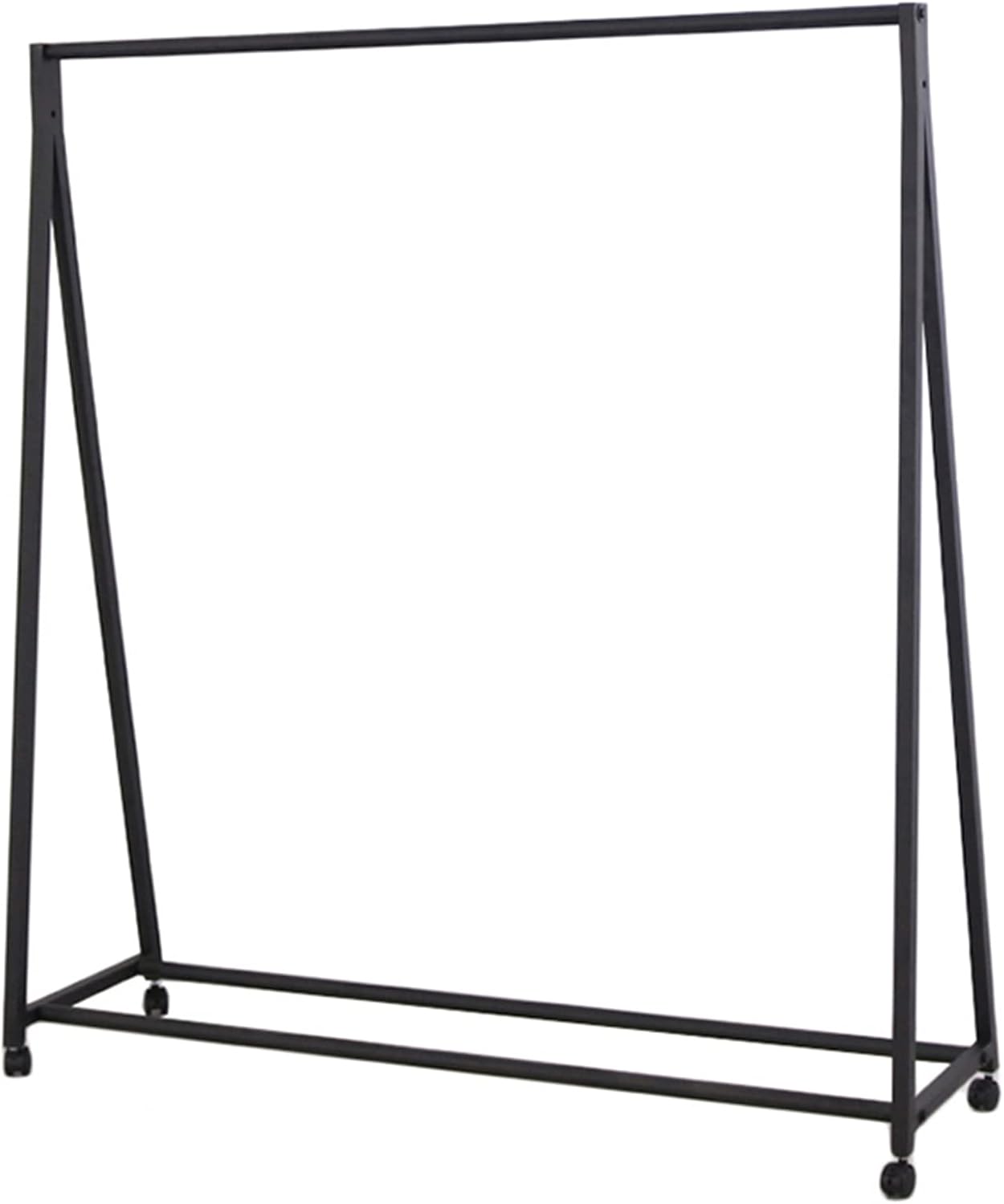 Heavy Duty Coat Rack, Garment Rack Industrial Vintage Clothes Rail with Locking Wheels Bedroom Black Metal Clothing Rack Single Rail Coat Rack for Hanging Clothes Commercial Grade (100X40X160CM)
