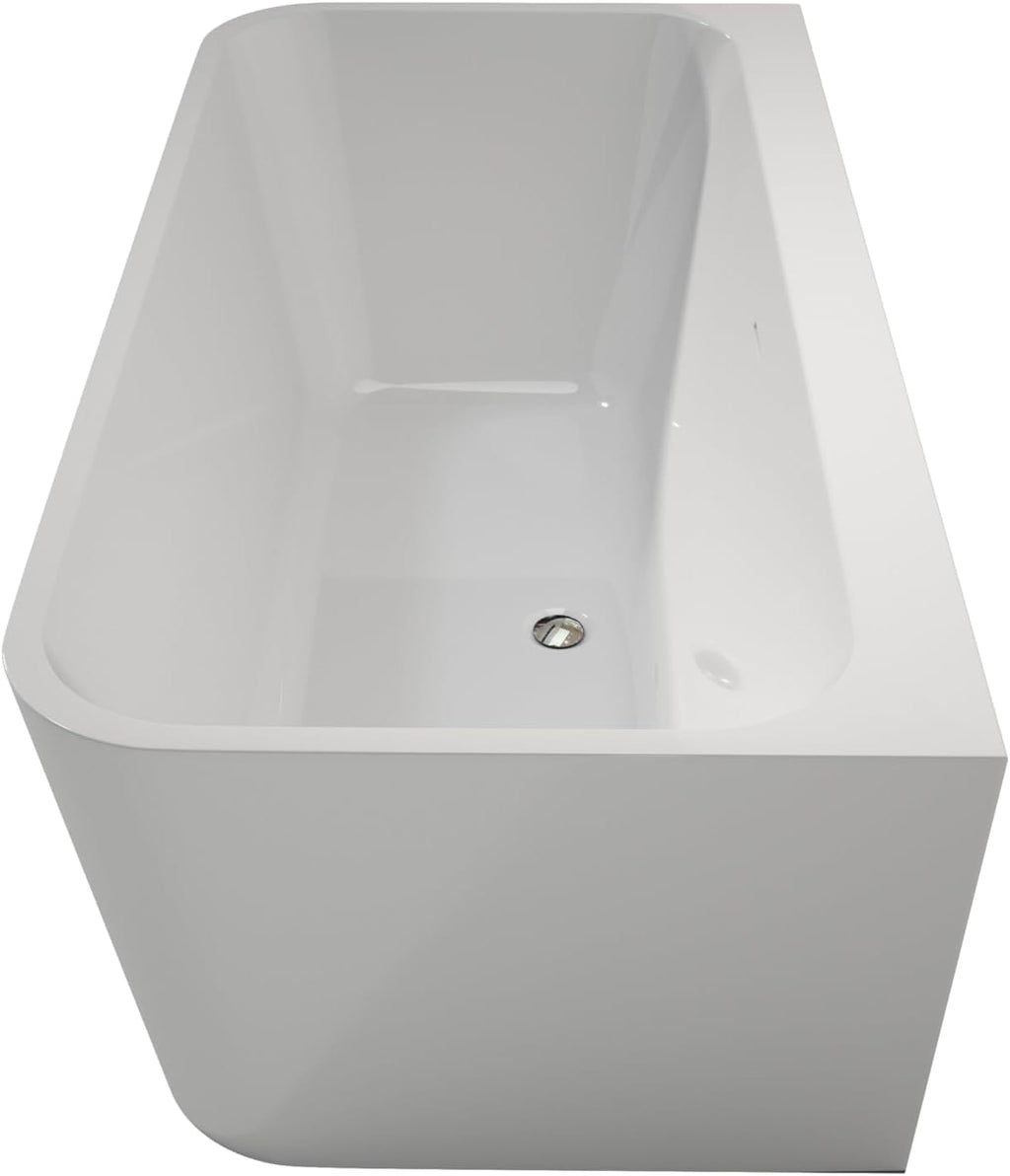 59' Stand Alone Tub Acrylic Rectangular Free Standing Soaking Bath tub (White)