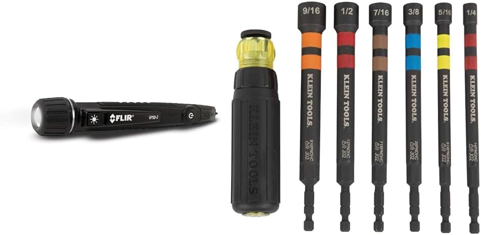 FLIR VP50-2 CAT IV Voltage Detector with Light and Beeper Alarms + Klein Tools 6pc Ratcheting Magnetic Nut Driver Set
