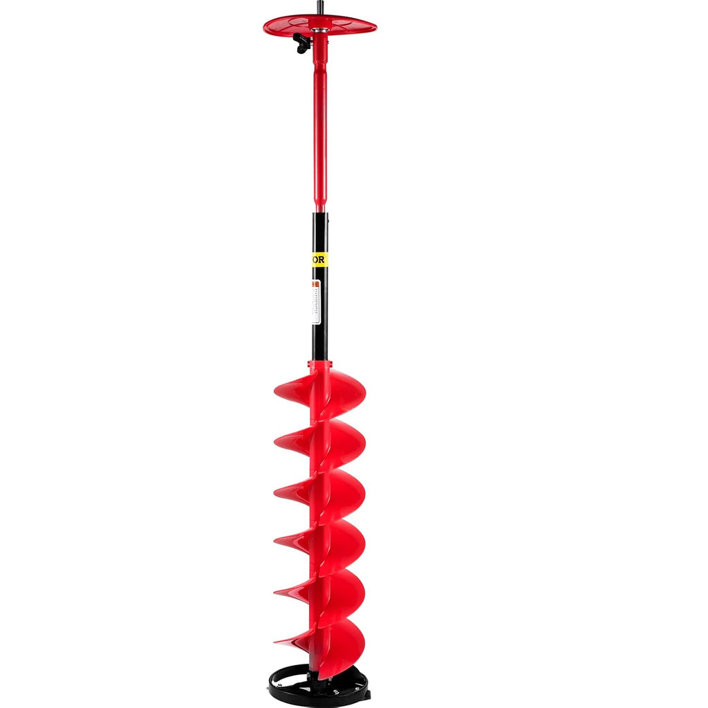VEVOR Ice Auger, 8' Diameter Ice Fishing Auger Drill Bit, 39' Length Nylon Corless Ice Augers for Ice Fishing with Extra 11.8' Extension Rod, Drill Adapter, Top Plate and Blade Guard