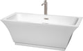 Wyndham Collection WCBTK151967ATP11BN Galina Freestanding Bathtub with Floor Mounted Faucet, 67', White with Brushed Nickel Trim