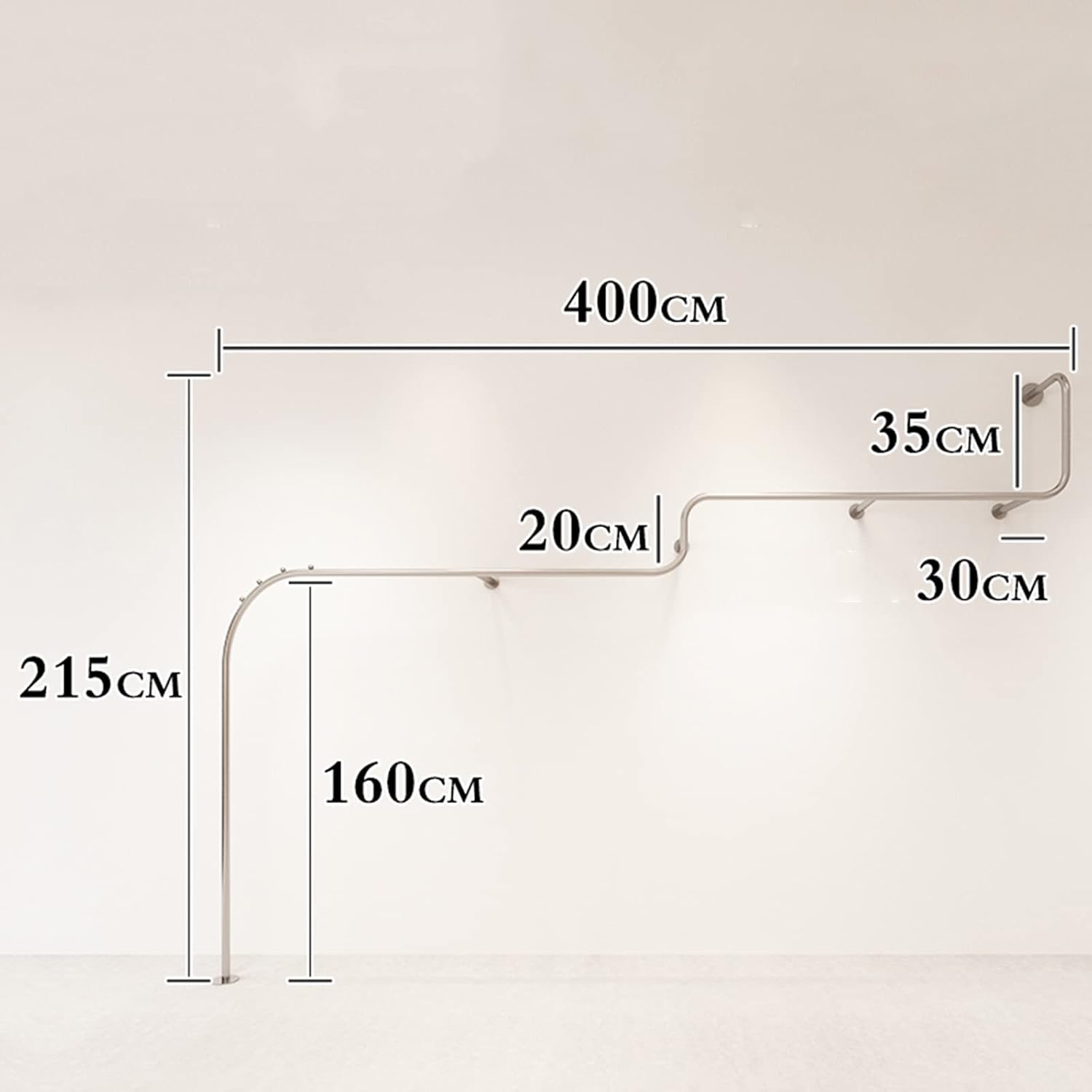 Wall Mounted Multi Purpose Industrial Pipe Clothing Rack,Industrial Pipe Clothing Rack,Metal Garment Rack for Clothes Retail Display Stand/250Cm/98.5In (400cm/157.5in