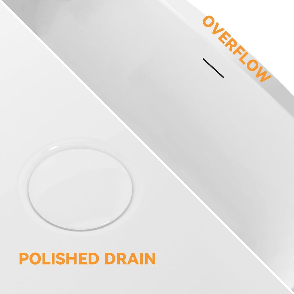 59' Acrylic Freestanding Tub, Soaking Tub, Bathtub for SPA, Integrated Overflow and Drain, cUPC Certified, Lustre White