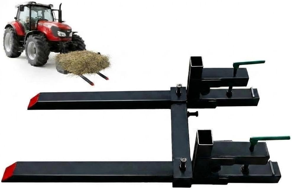 60' Pallet Forks, 2000 LBS Capacity Clamp on Pallet Forks for Tractor Attachments, Skid Steer, Loader Bucket, Tractor Bucket Forks with Adjustable Stabilizer Bar