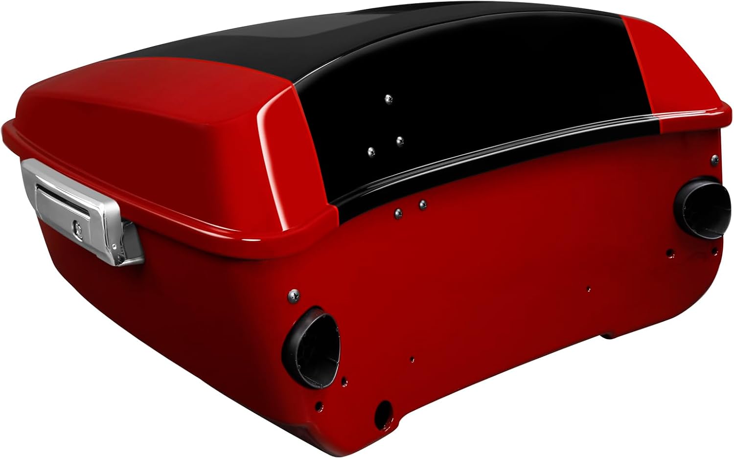 TCMT 13.7' King Motorcycle Trunk Box W/Latch Key Fit For Harley 2014-2025 Touring CVO Road King Road Glide Street Glide Electra Glide Ultra Limited Billiard Red/Vivid Black