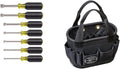Klein Tools 631 Tool Set, Nut Driver Set w/Hex Nut Sizes 3/16, 1/4, 5/16, 11/32, 3/8, 7/16 & 5144BHB14OS Hard-Body Bucket, Aerial Oval Tool Bucket with Drain Holes, 29 Pockets