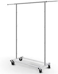 Adjustable Rolling Garment Rack, Chrome Metal Clothes Rack with Wheels, Heavy Duty Commercial Grade Clothing Display Stand