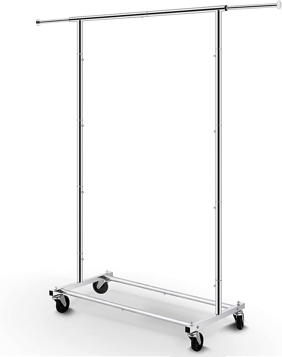 Adjustable Rolling Garment Rack, Chrome Metal Clothes Rack with Wheels, Heavy Duty Commercial Grade Clothing Display Stand