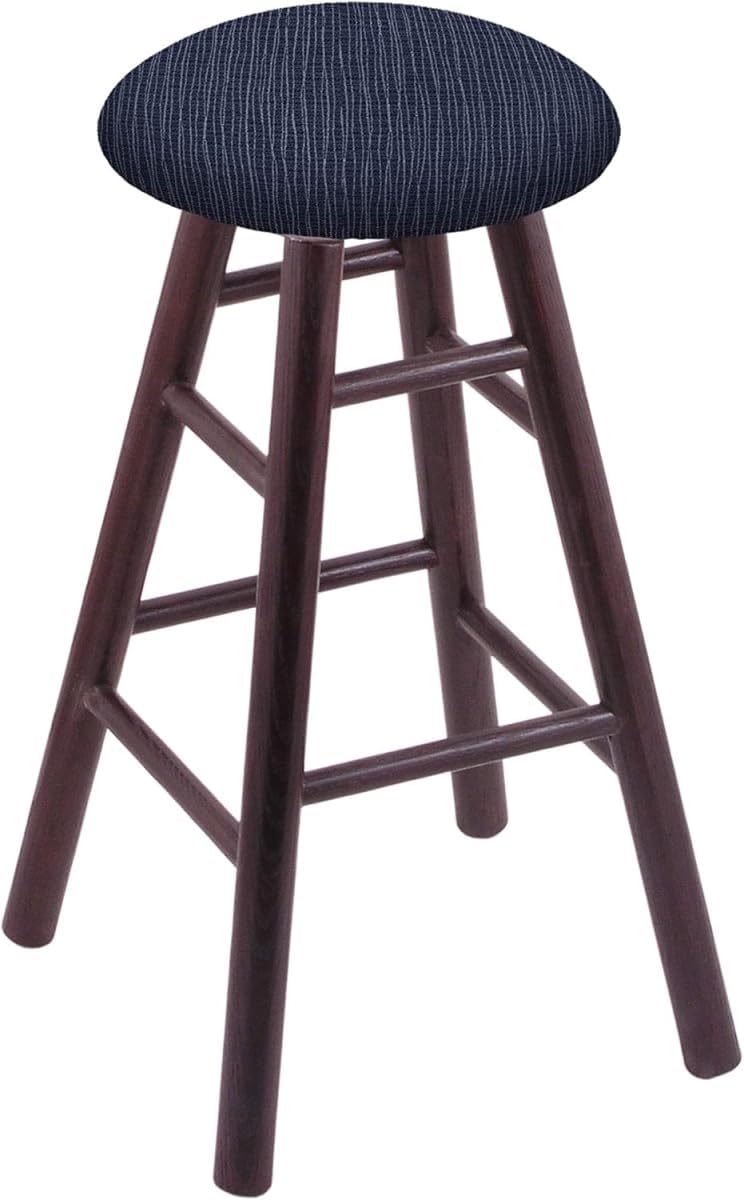HBS XL Oak Round Cushion 36' Swivel Extra Tall Bar Stool with Smooth Legs, Dark Cherry Finish, and Graph Anchor Seat