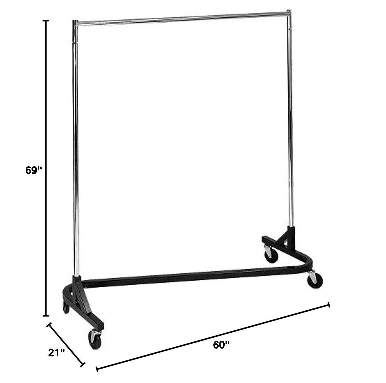 NAHANCO Z101 Metal Rolling Rack, 60' x 73' x 21', Chrome Finish