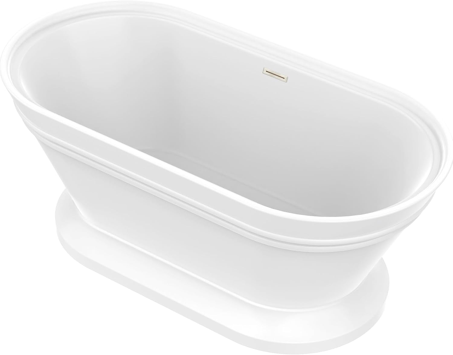 HomeBeyond 59 Inch Free Standing Bathtub | Acrylic Freestanding Soaking Tub, Classic Bathroom Stand Alone Tub Suitable Single Person Bathing, Brushed Nickel Overflow