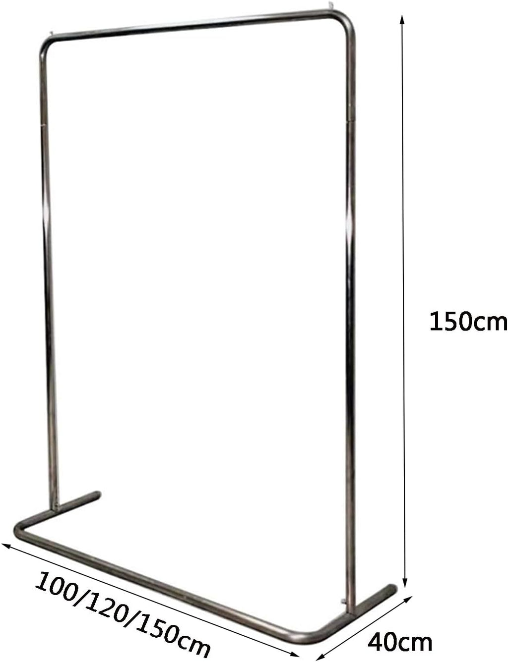 Garment Rack Silver Stainless Steel Clothes Rail Heavy Duty Metal Garment Rack Living Room Bedroom Floor-Standing Coat Rack Easy to Assemble Clothing Rack Retail Display Clothes Ra(Size:100X40X150CM)