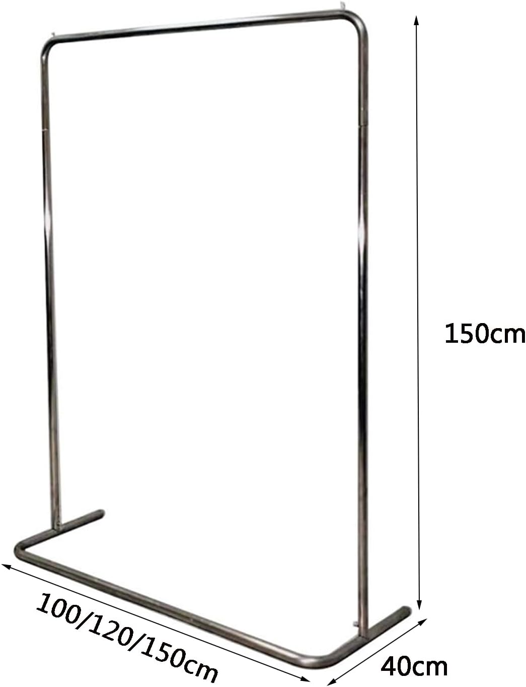 Garment Rack Silver Stainless Steel Clothes Rail Heavy Duty Metal Garment Rack Living Room Bedroom Floor-Standing Coat Rack Easy to Assemble Clothing Rack Retail Display Clothes Ra(Size:120X40X150CM)