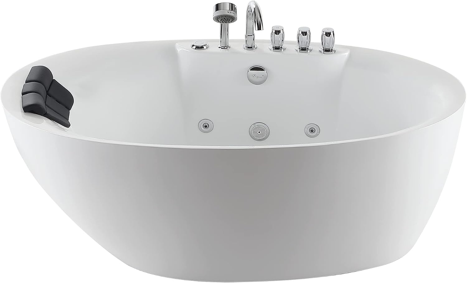 Empava 67' Freestanding Whirlpool Bathtub with Hydromassage Adjustable Water Jets Luxury Acrylic Massage SPA Soaking Bath Tub in White Single Ended