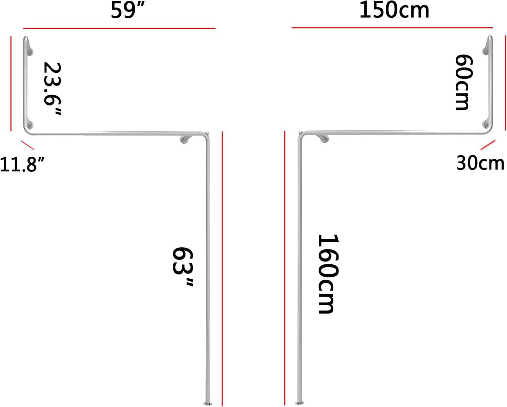2pcs Creative Display Garment Racks in Boutique Clothing Stores,Modern Wall Mounted Retail Garment Rack,Industrial Pipe Clothing Rack (D-150cm/59in