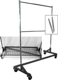 Only Hangers Extended Height Double Rail Z Rack Rolling Clothes Rack Garment Rack with Bottom Shelf Combo in Black