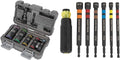 Klein Tools 66070 Impact Socket Set, Impact Driver Flip Socket, Five Sockets & 32950 Ratcheting Impact Rated Hollow Power Nut Driver Set with Handle, Magnetic