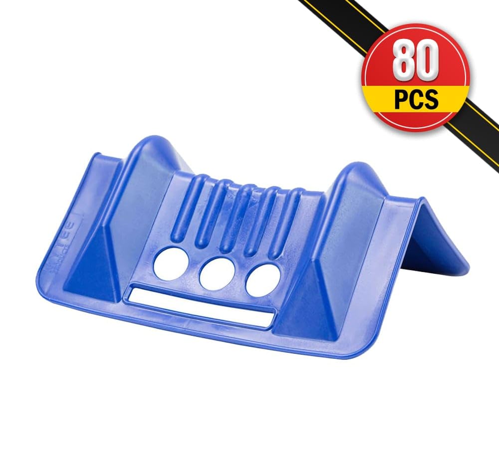 Mytee Products (80 Pack) 4' x 4' x 10' Blue Corner Protector V Shaped Flatbed Edge Guards with Carrying Case - Cargo Load Corner Edge Protector and Tie-Down Strap Guard for Flatbed