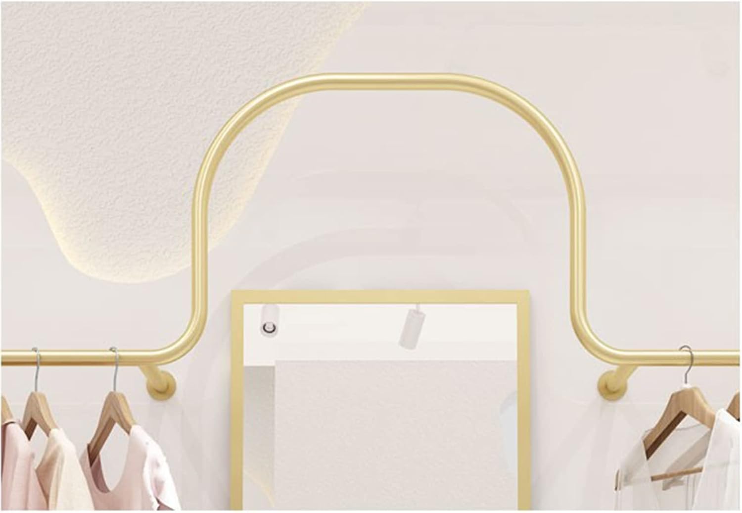 Display Rack for Women's Clothing Store,Wall Mounted Industrial Pipe Garment Rack,Metal Floor Shelf for Retail Display/Laundry/Boutique/Clothing Store (G-300cm/118in