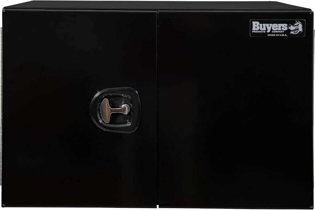 Buyers Products 1705835 Underbody Tool Box With Barn Door, 24x24x36 Inch, Black Powder-Coated, Made in USA, .100 inch Smooth Aluminum, 3-Point Locking, Truck Storage Toolbox For Work Vehicles