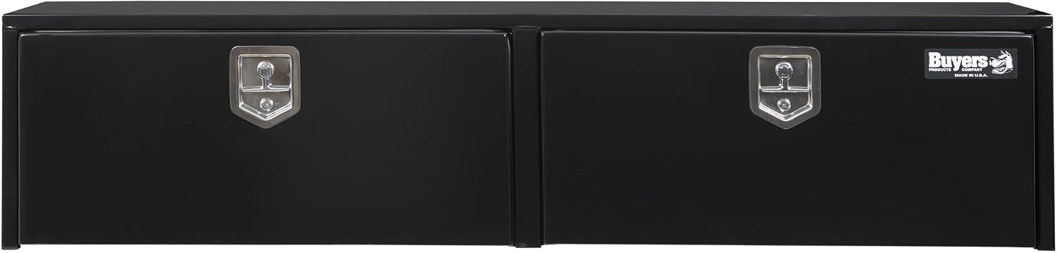 Buyers Products 1702950 Black Steel Topsider Truck Box With T-Handle Latch, 16 x 13 x 88 Inch, Truck Tool Box For Storage And Organization, Lockable Tool Chest For Work Trucks