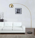 Major-Q Modern Standing Adjustable Floor Lamp with Metal Dome Shade & Marble Base for Living Room - Corner Light Arc Lamps for Bedrooms in Brass Gold Finish, 99-1023F