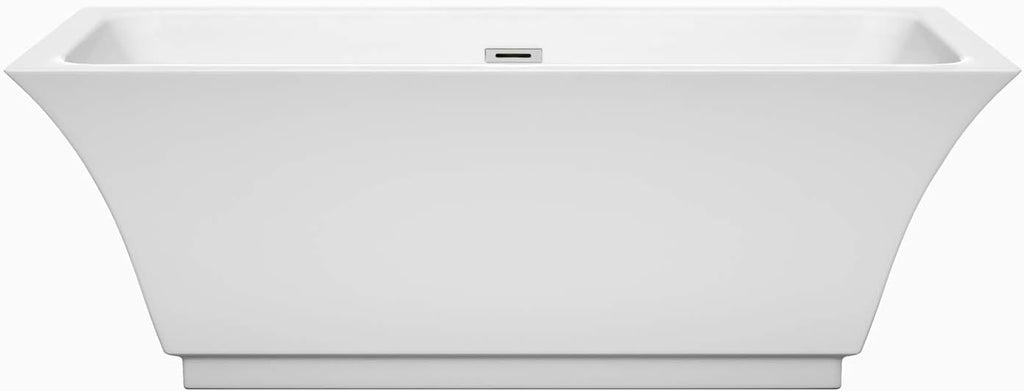 Wyndham Collection Galina 67 inch Freestanding Bathtub for Bathroom in White with Polished Chrome Drain and Overflow Trim