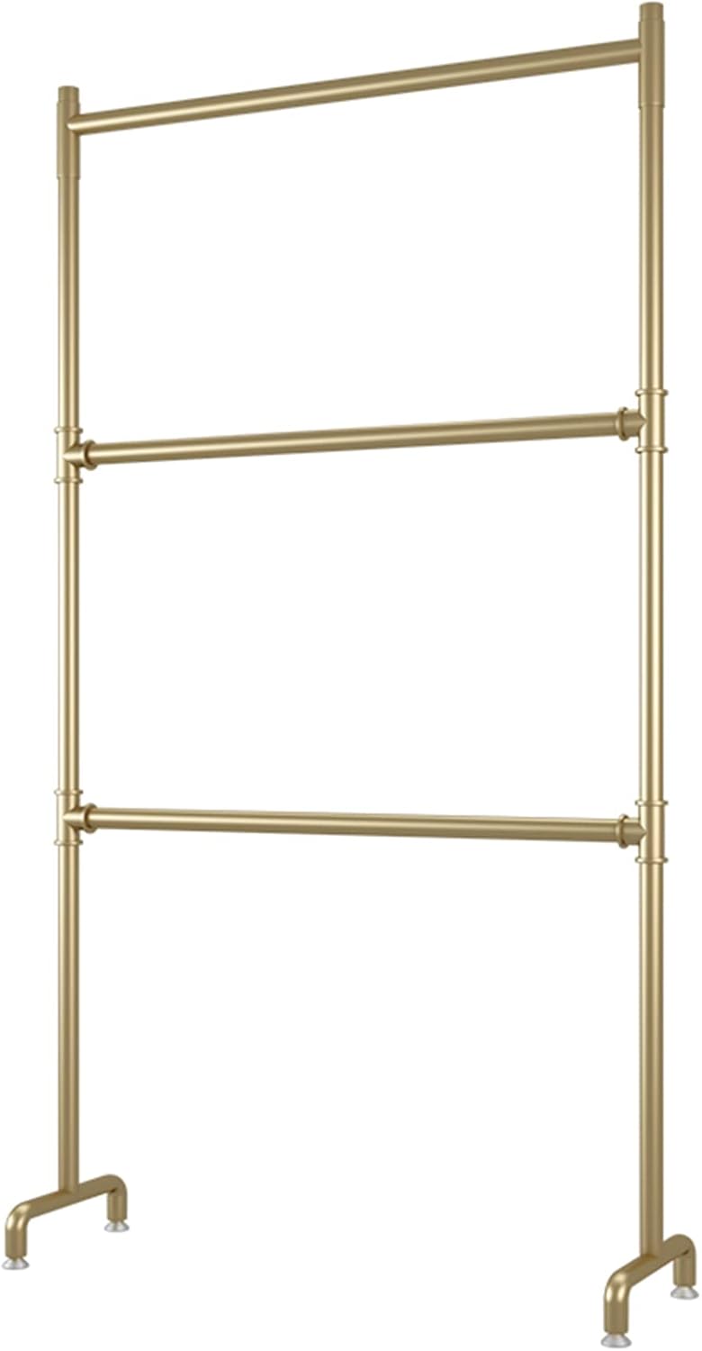 Clothes Stand, Metal Garment Rack with 3 Clothes Hanging Rail, Heavy Duty Stand Storage Shelf, for Coats, Bags, Sweaters, Shirts, for Clothing Retail Store(Size:100 * 40 * 230CM,Color:Gold)