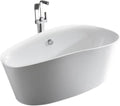 Grasse 67' Freestanding Acrylic Bathtub with Chrome Drain, Glossy White Seamless Soaking Tub, Fiberglass Reinforced with Leveling Legs, 56 Gal Capacity