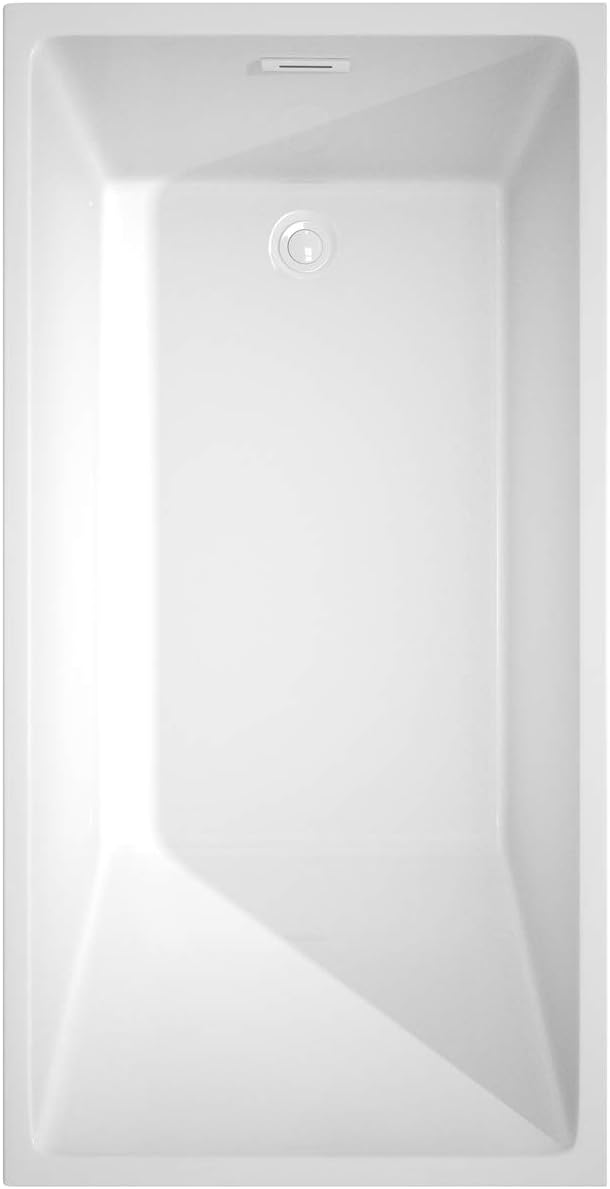 Hannah 59 Inch Freestanding Bathtub in White with Shiny White Trim and Floor Mounted Faucet in Matte Black
