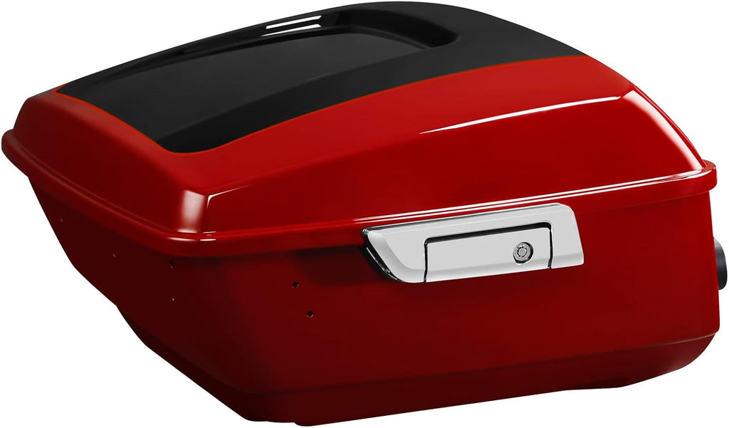 TCMT 13.7' King Motorcycle Trunk Box W/Latch Key Fit For Harley 2014-2025 Touring CVO Road King Road Glide Street Glide Electra Glide Ultra Limited Billiard Red/Vivid Black