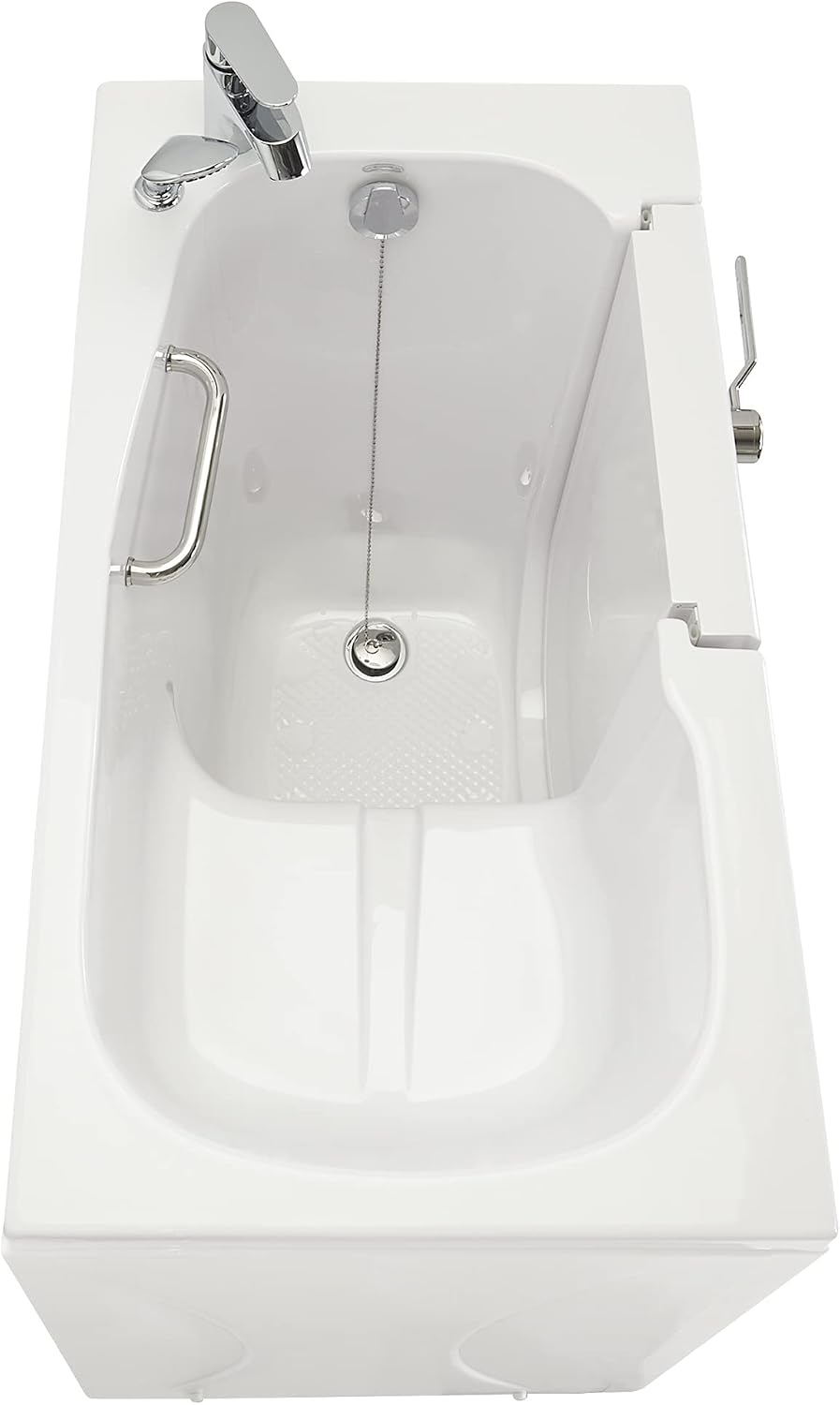 Ella Mobile 26'x45 Acrylic Soaking Walk-In-Bathtub, Right Outward Swing Door, Heated Seat, 2 Piece Fast Fill Faucet, 2' Drain
