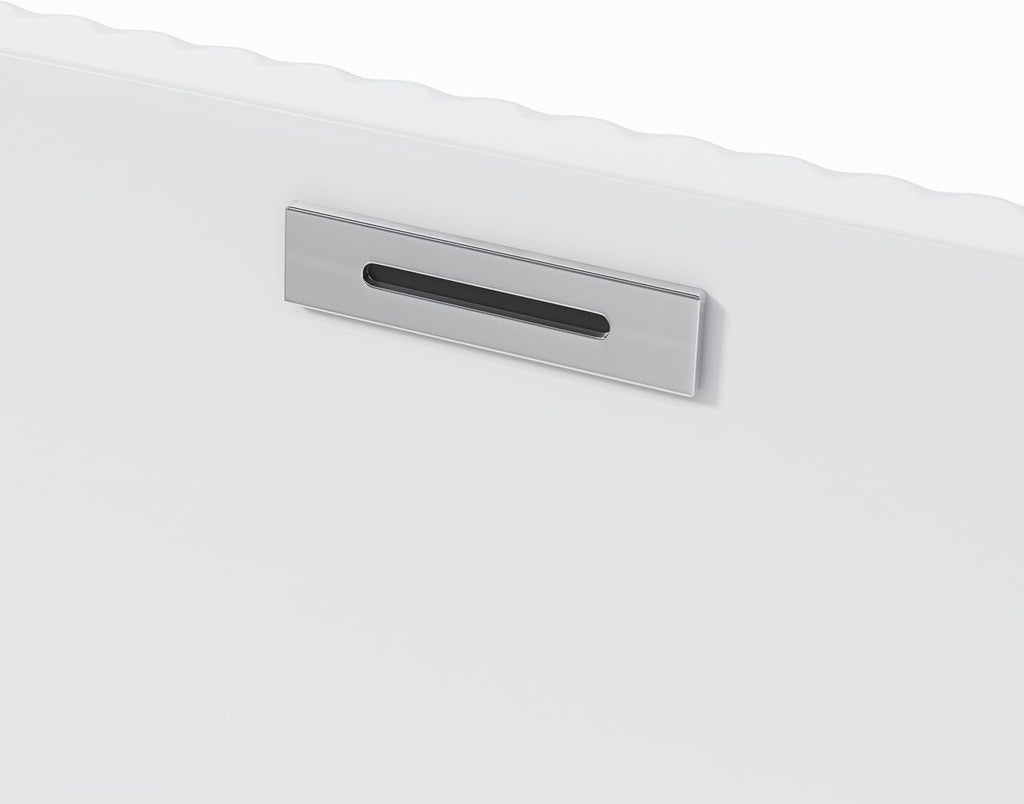 59' Acrylic Freestanding Bathtub-Acrylic Soaking Tubs, Fluted Style-Gloss White Freestanding Bathtub with Chrome Overflow and Pop Up Drain