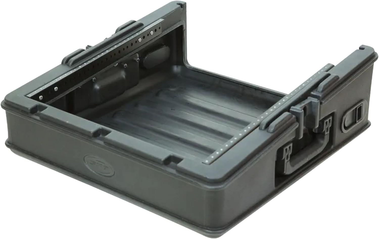 SKB Roto Rack/Mixer Top Console, 10U Slanted Rackmount with Steel Threaded Rails, Hard Lid and Doors, and Side Access Ports, Black