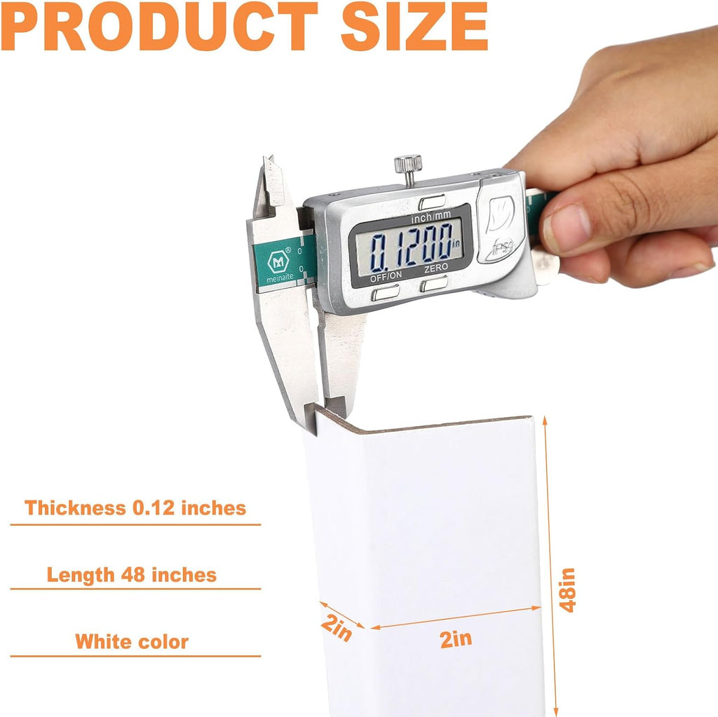 Cardboard Edge Protector 2' X 2' X 48', Pack of 100 – Cardboard Corner Protectors for Shipping White V-Board Pallet Corner Protectors