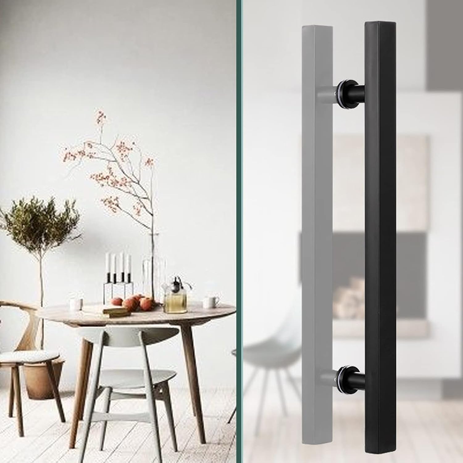 Door Handles 20Inch/24Inch/31Inch Metal Push Pull, Double Sided Pipe H Ssliding for Glass Door/Wooden Door