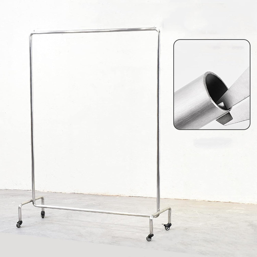 Clothing Display Rack Clothing Display Rack, Heavy-Duty Industrial Clothes Rail, Movable Monorail Metal Garment Rack, Non-Slip Hanging Rail, Universal Wheel(