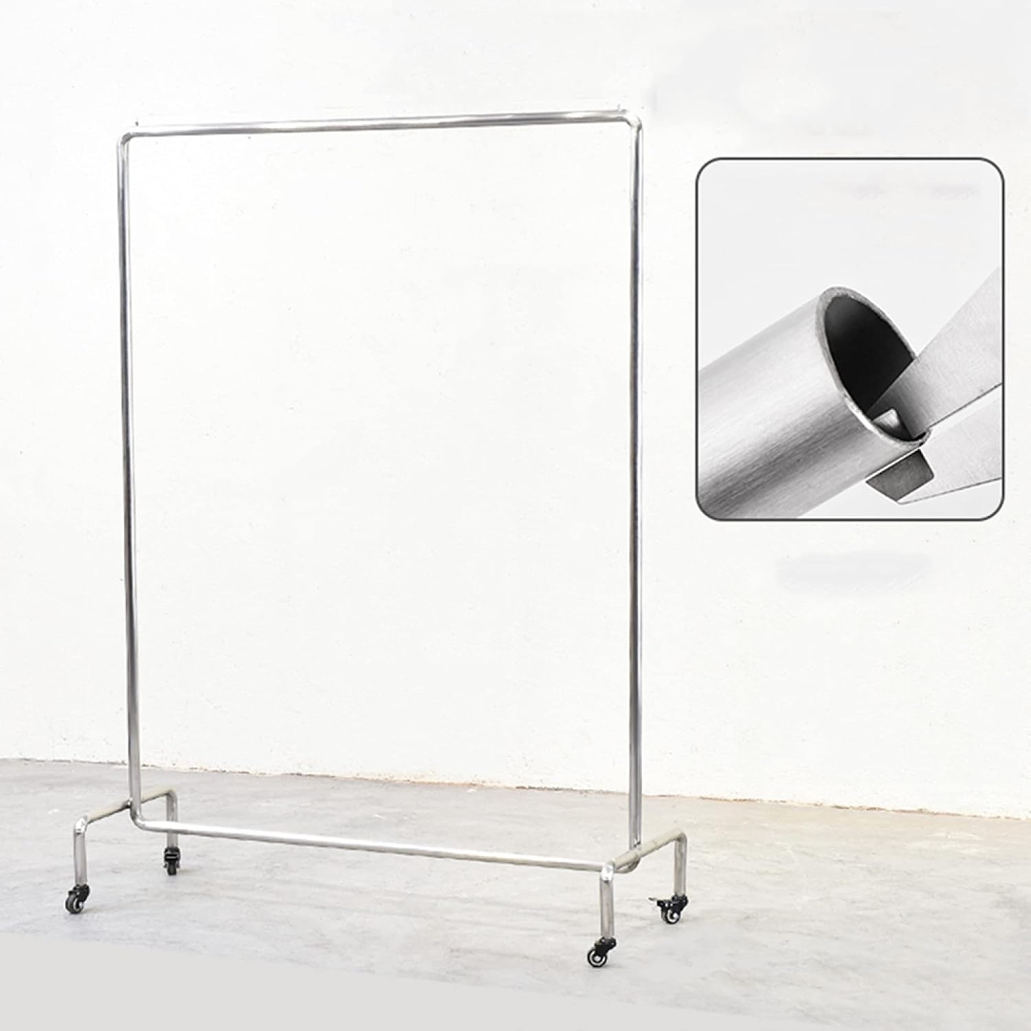 Clothing Display Rack Clothing Display Rack, Heavy-Duty Industrial Clothes Rail, Movable Monorail Metal Garment Rack, Non-Slip Hanging Rail, Universal Wheel(